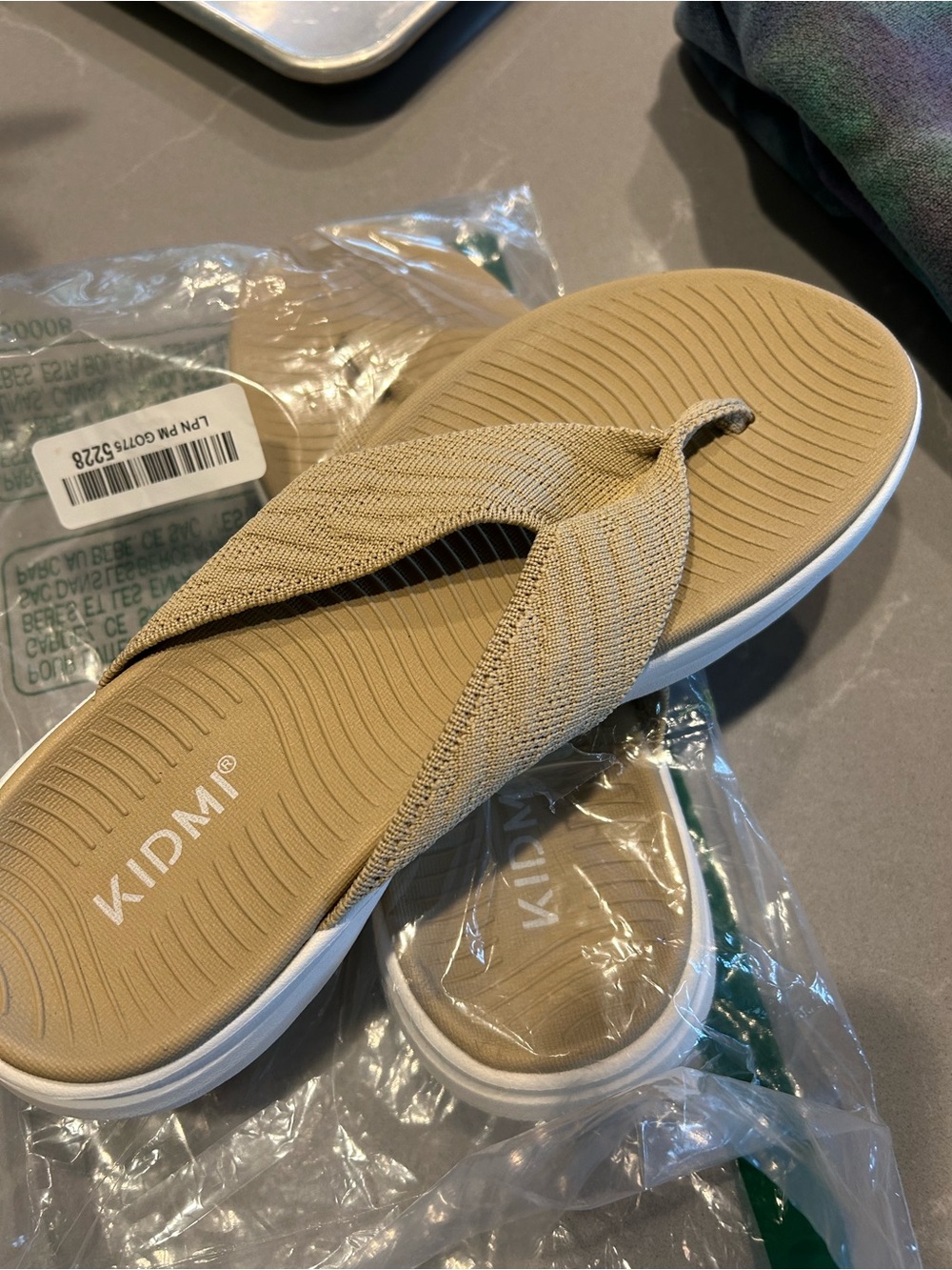 Women's Tan Cushion Thong Sandals